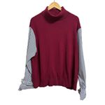 Entro DEREK LAM 10 CROSBY Corinne Mix Media Turtleneck Sweater burgundy XXXL NEW $395 Photo 1