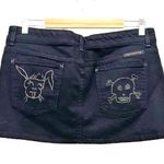 Citizens of Humanity Vtg Y2K Mini Jean Skirt Size 30 Skull & Bunny Pockets Black Photo 0
