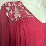Maurice's Burgundy Lace Swiss Dot Peasant Blouse Photo 2