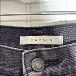 PacSun High Rise Straight Distressed Black Jeans Raw Hem Cut Edge Button Fly Photo 4