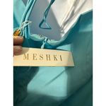 Meshki Baby Blue Satin Mini Dress Spaghetti Straps Backless Lace Up Size S Photo 6