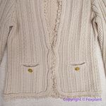 J.Crew NEW  Textured cable-knit lady jacket with fringe, color pale bone, size‎ M Photo 2