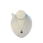 Silver toned and burgundy red rhinestone pendant necklace Gray Photo 6