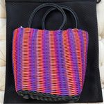 Truss PVC Basketweave Micro Tote Pink Purple Orange Rolled Handles Sustainable Photo 0