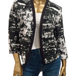 Nine West  Women's Black & White Abstract Print Open-front Blazer Jacket Size 12 Photo 0