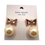 Kate Spade Cream Gold ALL WRAPPED UP IN PEARLS Bow Faux Pearl Earrings Photo 0