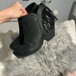 OTBT  Black Leather Ankle Boots Fringe Booties Womens 7.5 Photo 2
