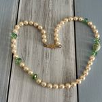 Gorgeous Beaded Necklace Glass Pearls Green Crystal & A Colorful Focal Beads Multiple Photo 4