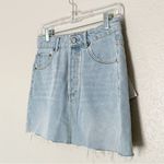 Boyish The Corey Denim Mini Skirt Raw Hem Sunrise Size 26 Photo 4