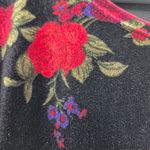 Vintage Notations Petite Black and Red Floral Velvet Long Sleeve Top Medium Size undefined Photo 1