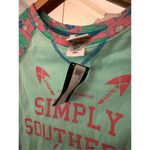 Simply Southern Long Sleeve Graphic T-Shirt Sz S Mint Green & Pink Turtle Print Photo 3