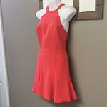 Bebe Coral Sleeveless Scalloped Detail Flare Dress w/ High Neck & Pleats- Size 4 Photo 1