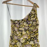 ZARA NWT  One Shoulder Metallic Floral Mini Dress‎ in Purple Gold Size Medium Photo 4