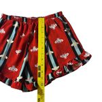 Womens Bee Print‎ Pajama Set Short Sleeve Top & Ruffle Shorts Loungewear** Red Photo 10