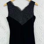 Calvin Klein  Velvet Black V Neck Dress with Lace Trim Size 2‎ NWT $129 Photo 4