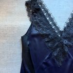 COS Lace Trim V-neck Satin Sleeveless Dress Size 10 Black & Midnight Blue Photo 6