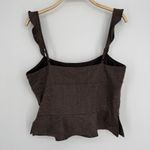 BCBGMAXAZRIA  Wool Blend Tank Top Large Brown Plaid Peplum Academia Y2K Preppy Photo 4