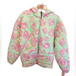 Wild Fable Fun women’s Hooded Quilted Jacket Mint Green Floral Size XS NWT Photo 0