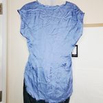 Etiquette Boutique  Blue Fringe Short Sleeve Shirt Small Photo 5