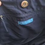 Draper James Tan and Blue Woven Tote Bag with Floral Scarf Photo 5