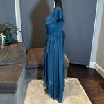 Women’s Bohemian Chiffon Ruffle Formal Party Dress Corset Back Size 18 NWOT Blue Photo 5