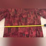 Chico's Vintage 80's Blazer Silk Duster Fashion Trench Red Metallic Print Size 2 Photo 7