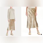 POLO RALPH LAUREN Flared Velvet Midi Skirt in desert 8 “slip style” Silver Photo 1