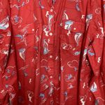 LL Bean Shirt Button Front Size 3X Blouse Sailing Fish Nautical Roll Tab Sleeve Orange Photo 3