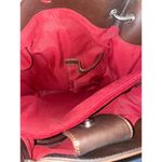 NWT Wilson Suede Leather Red Brown Bucket Handbag with 5 Pockets for Storage Photo 4
