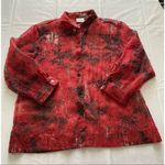 Chico's  Red Floral Women's Top 2 L Large Photo 1