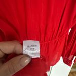 Parker 100% Silk Red V-Neck Long Sleeve Peplum Blouse, Open Back, Size M, EUC Photo 4