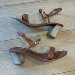 Tory Burch  Gemini Link 65mm Sandal Heel Royal Tan Leather Size 9 Photo 1