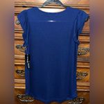 NWT! Vintage Rose “Say Yes” Martini Blouse 18” P2P Blue Photo 1