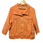 Laura Ashley  Women‎ Jacket L Orange Textured Dot Button Front 3/4 Sleeve Casual Photo 0