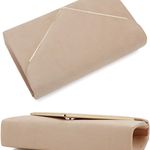 Suede Clutch Bag Elegant Metal Binding Evening Purse for Wedding/Prom/Black-Tie Events Photo 4