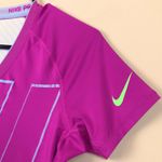 Nike Pro Dri-Fit Women’s Spell Out Front Striped Back Pink Gray Athletic Shirt Photo 3