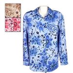 Susan Graver  XL Floral Casual Autumn Print Long Big Button Down Office Shirt Photo 5