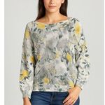 Luisa Ricci Italy Floral Knit Sweater Small Yellow Gray Dolman Lightweight Boho Photo 0