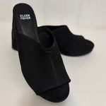 Eileen Fisher Black Suede Block Heel Mules Open Toe Slip On Women's Shoes Photo 0