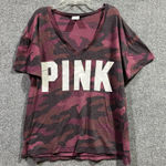 Victoria's Secret Pink  T-Shirt Womens Medium Multi Camo V-Neck Everyday Wear Photo 0