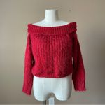Wishful Thinking  Red Chenille Eyelash Knit Chunky Off Shoulder Sweater - Sz S/M Photo 10