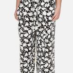 Michael Kors Women's Plus Size Floral Belted Pants, Black/White, 20W Photo 0