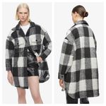 ANINE BING NEW  Maeve Buffalo Check Jacket Oversized Shaket Black Cream Wool XS Photo 8