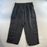 Rachel Roy XL Pants Linen Crop Tapered Leg Cargo Pocket Boho Grunge Lightweight Black Photo 2