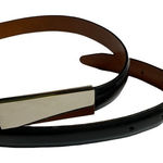 Joan & David  Vera pelle skinny‎ width silver bar belt Small Photo 0