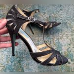 Betsey Johnson Glissten black glitter t-strap cage stiletto sandals, size 9 Photo 6