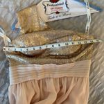 JJ's House Gold sequin and blush, pink chiffon, long formal dress size XS Photo 4