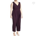 Calvin Klein  Dark Purple Sleeveless V Neck‎ Wide Leg Crop Pocket Jumpsuit Size 8 Photo 1