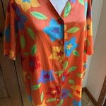 Lane Bryant Intimates Sz 22/24 Orange Silky Sleep Shirt Hawaiian Flower Pajamas Photo 0