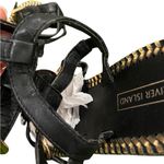 River Island  Tide Flat Sandal Black and Gold Embellished Sz8 Photo 5